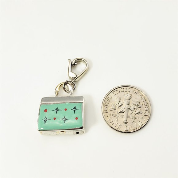 Vintage 18 Karat White Gold and Enamel Handbag Charm #11534 - Picture 6 of 7